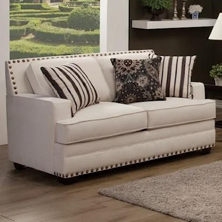 Traditional Loveseat with Track Arms and Nailhead Trim